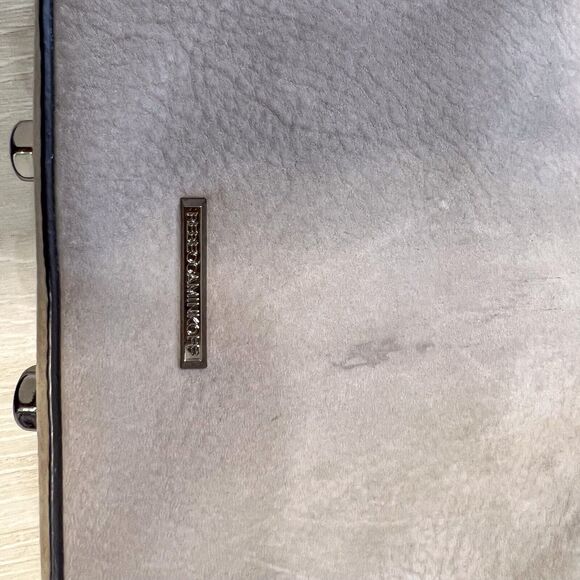 Rebecca Minkoff Avery Gray Tan Leather Suede Zip Crossbody Shoulder Bag Clutch - Picture 7 of 12